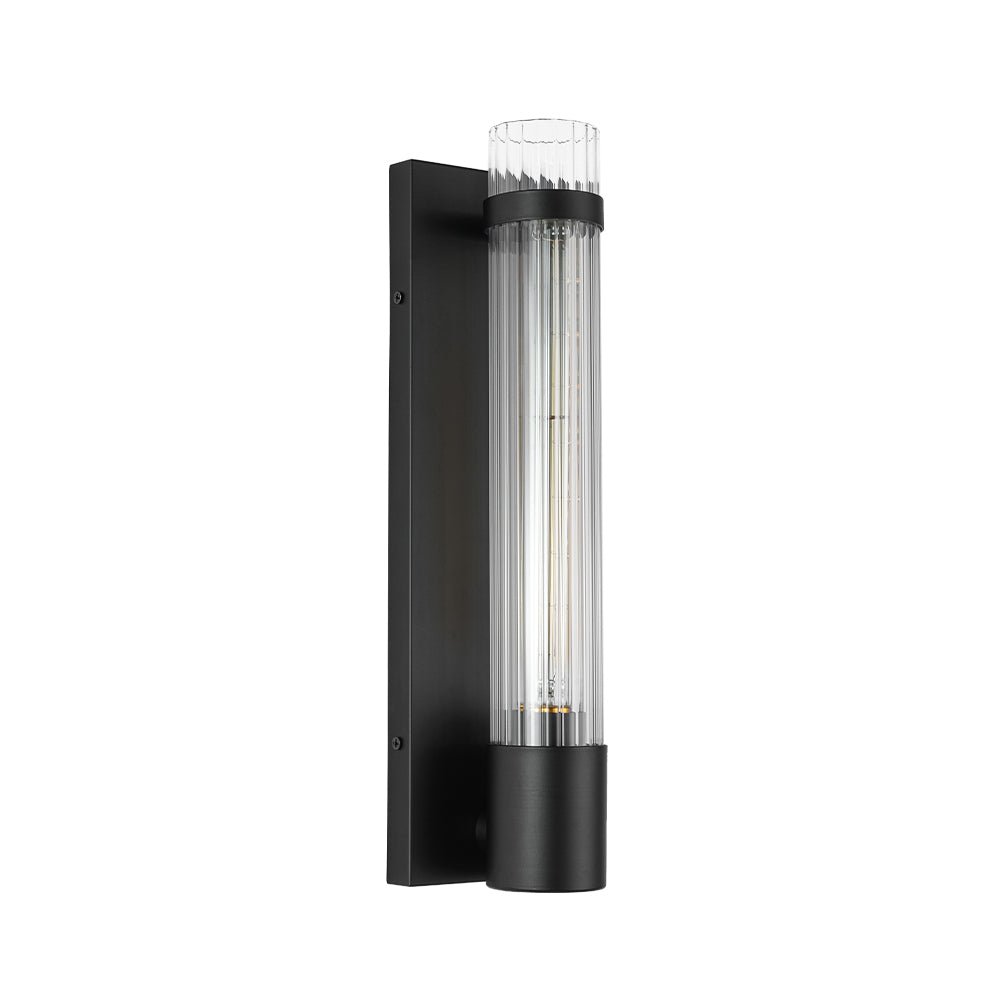 Industrial Black Reeded Glass Linear Tube Wall Light