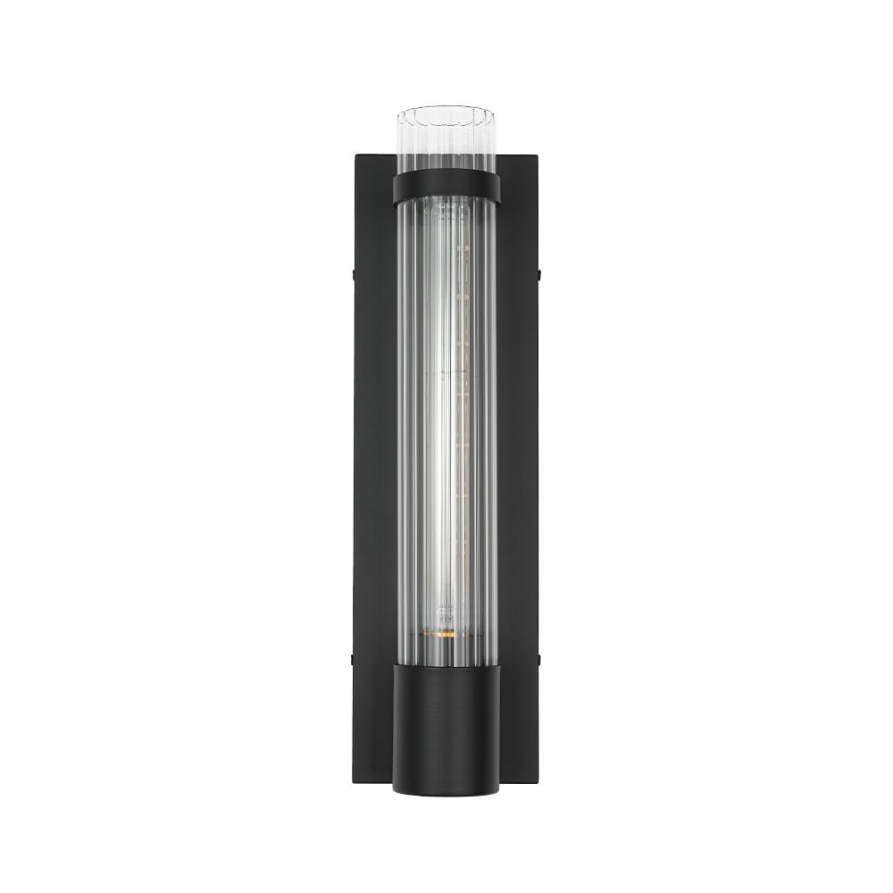 Industrial Black Reeded Glass Linear Tube Wall Light