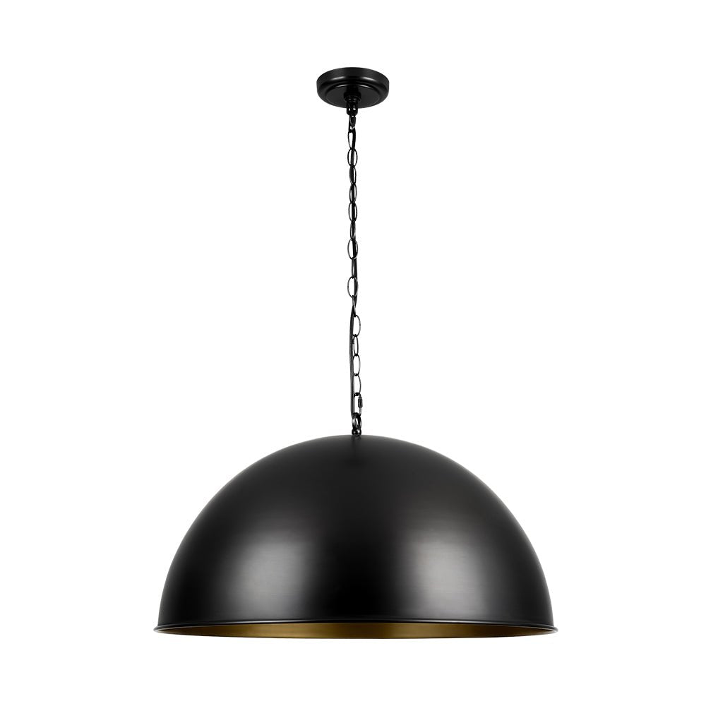 Industrial Farmhouse Black Iron Oversized Dome Pendant Light