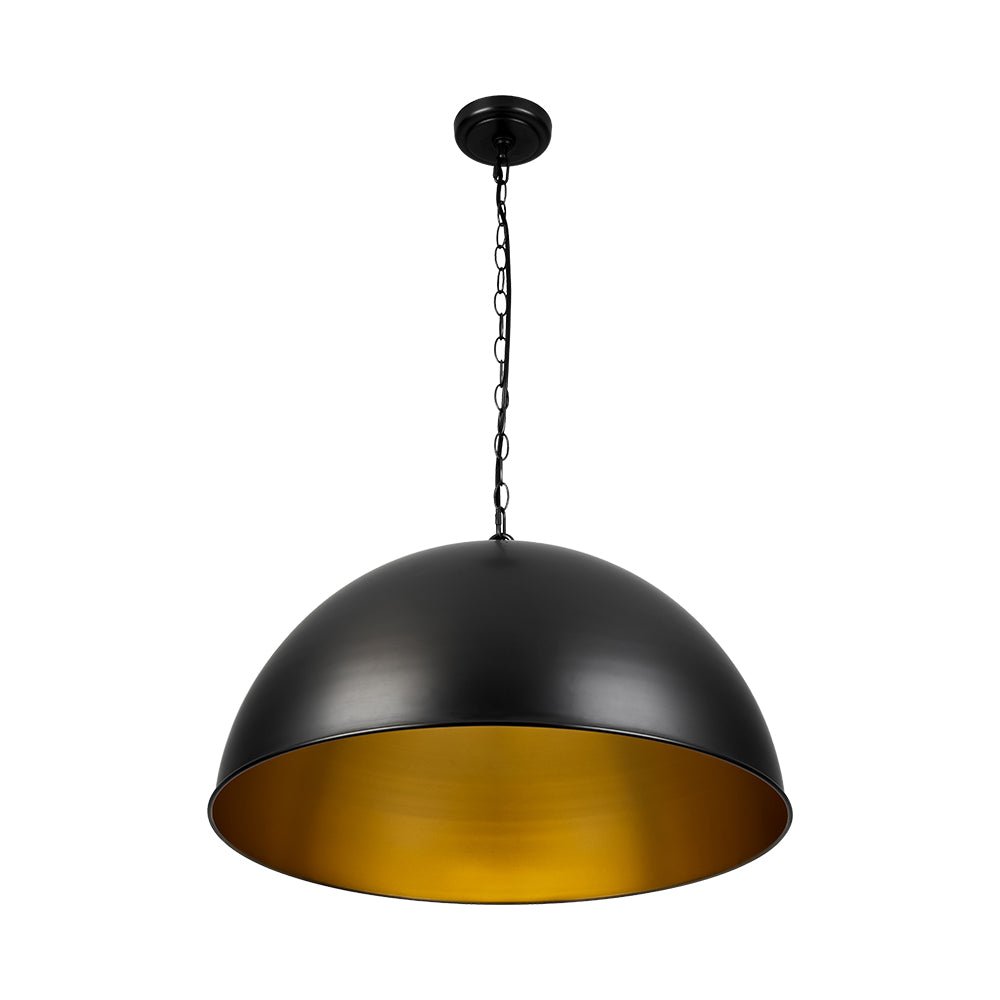 Industrial Farmhouse Black Iron Oversized Dome Pendant Light