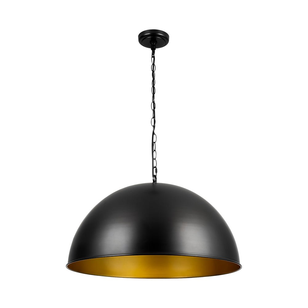 Industrial Farmhouse Black Iron Oversized Dome Pendant Light