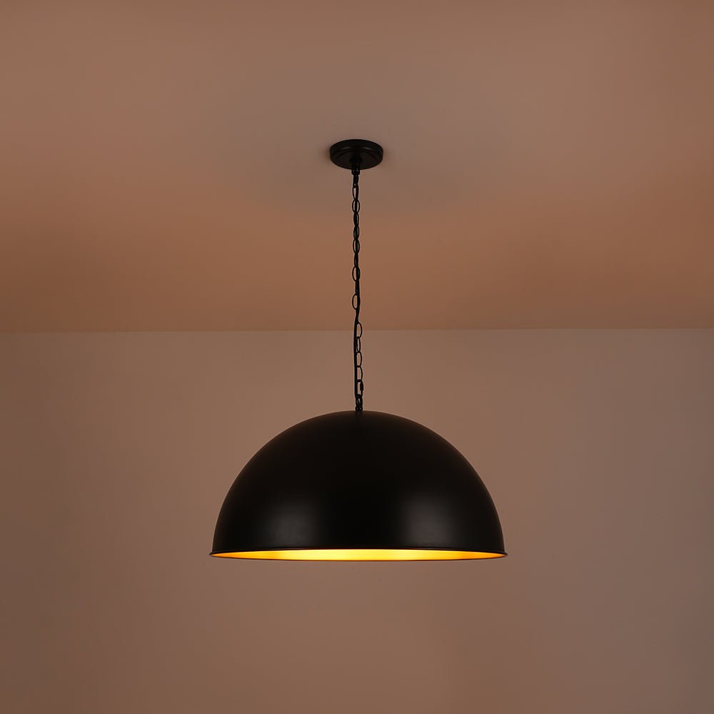 Industrial Farmhouse Black Iron Oversized Dome Pendant Light
