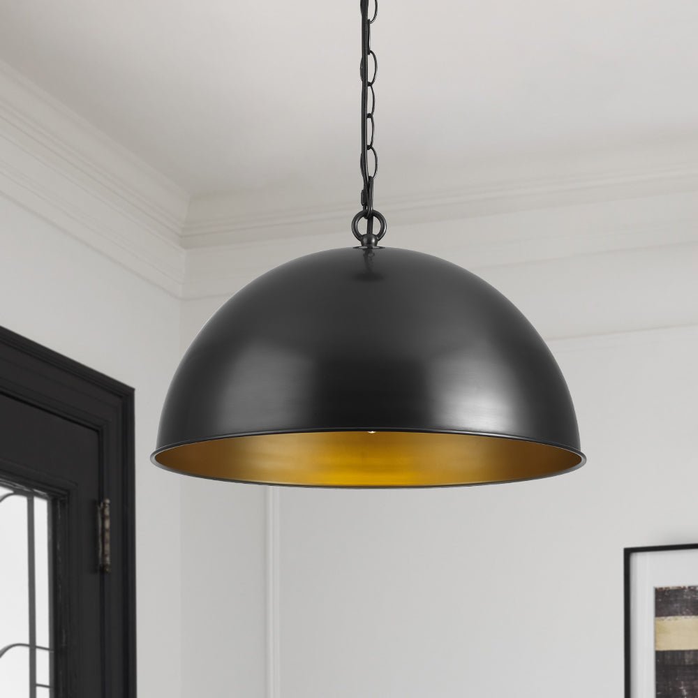 Industrial Farmhouse Black Iron Oversized Dome Pendant Light