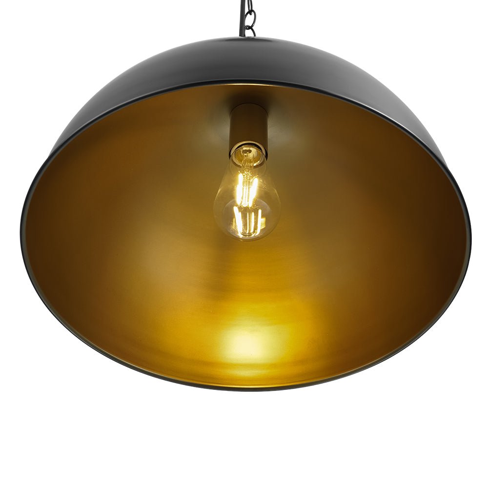 Industrial Farmhouse Black Iron Oversized Dome Pendant Light