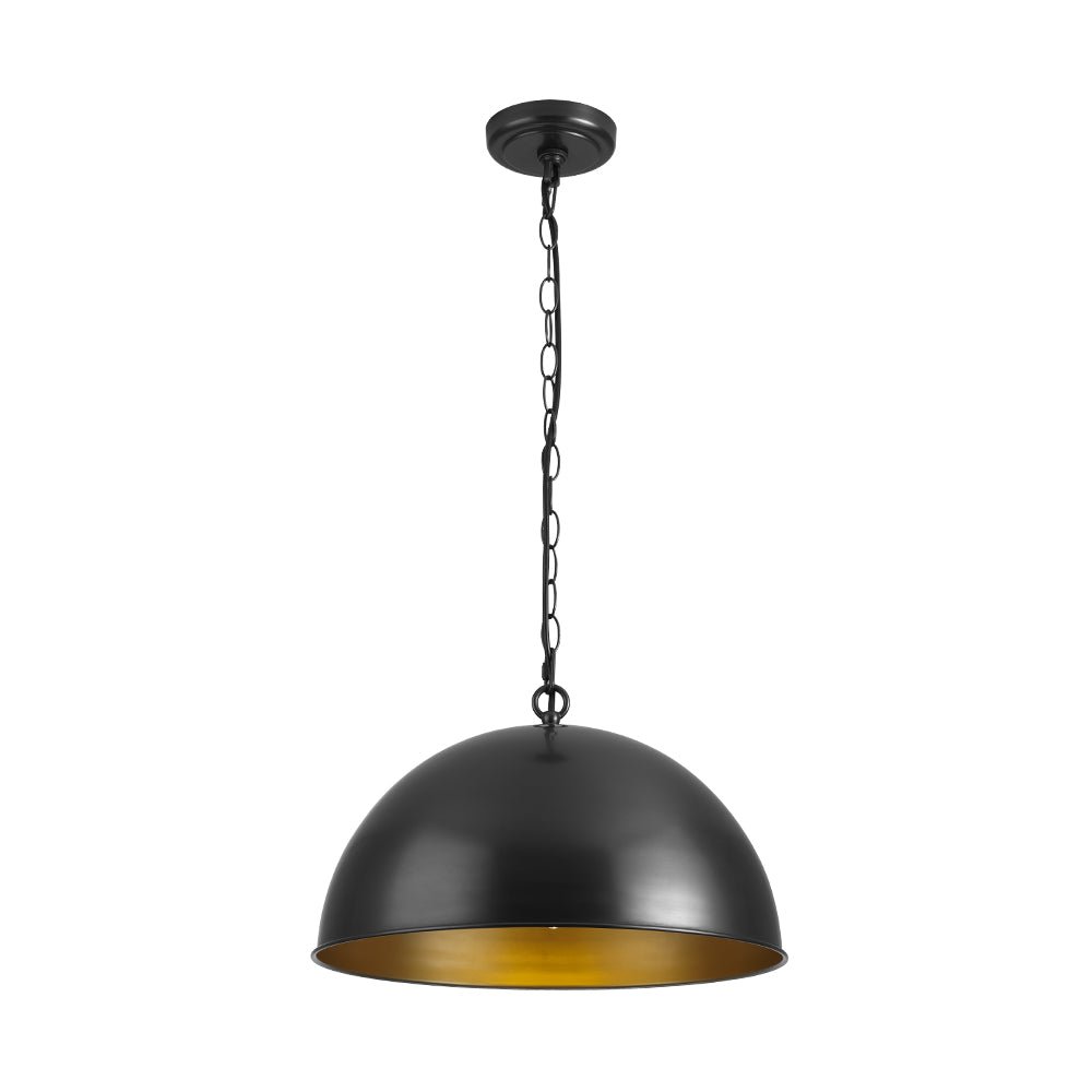 Industrial Farmhouse Black Iron Oversized Dome Pendant Light