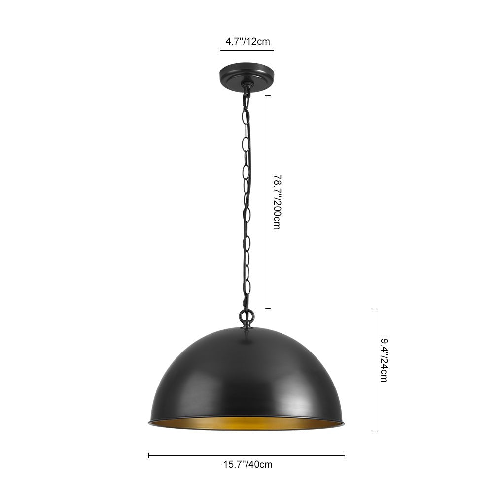 Industrial Farmhouse Black Iron Oversized Dome Pendant Light