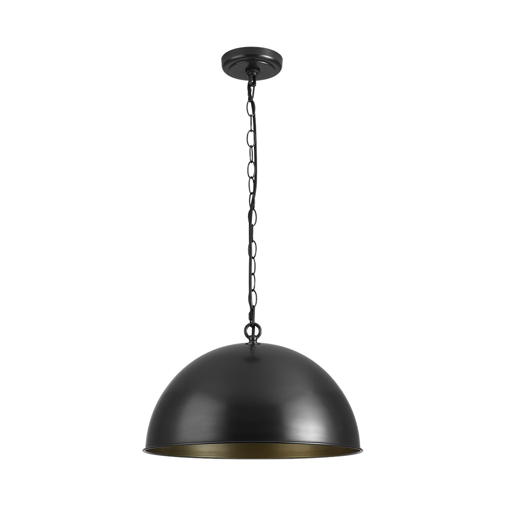 Industrial Farmhouse Black Iron Oversized Dome Pendant Light