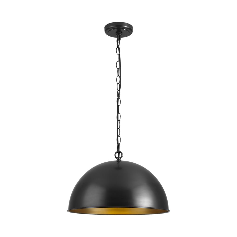 Industrial Farmhouse Black Iron Oversized Dome Pendant Light