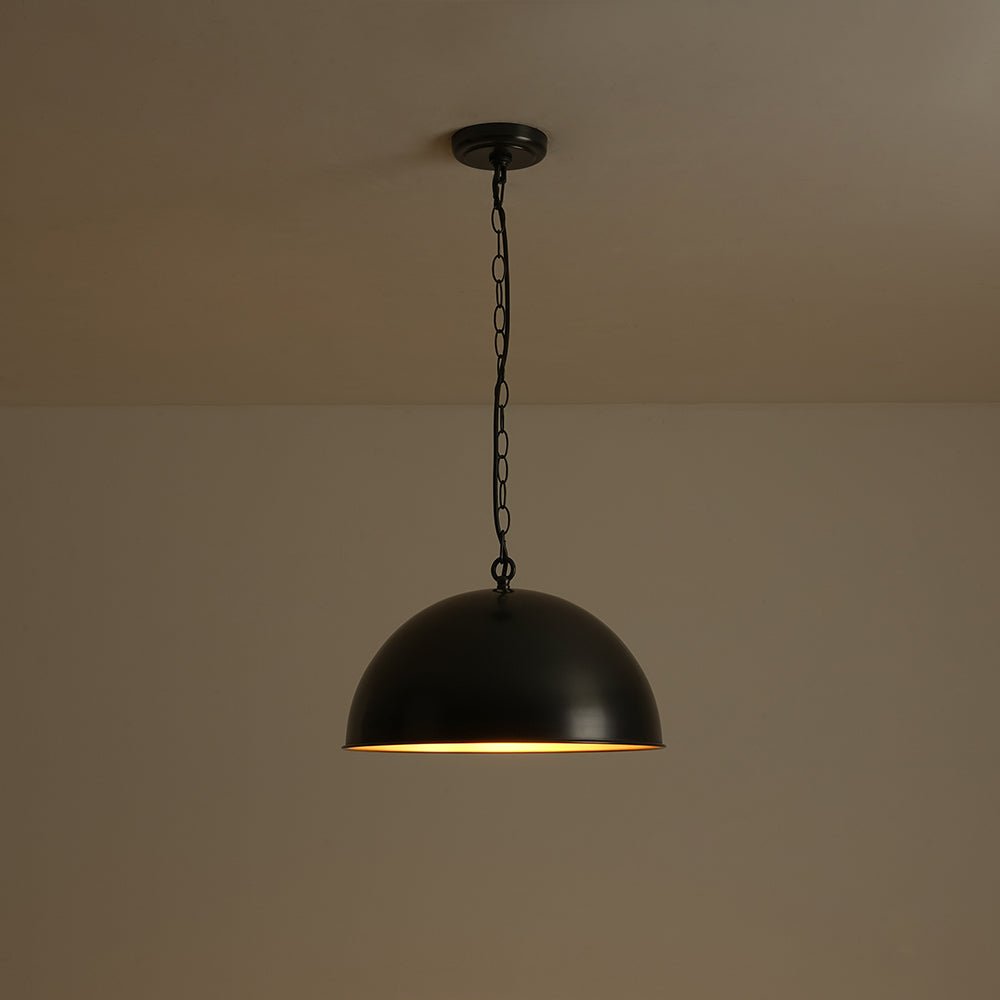 Industrial Farmhouse Black Iron Oversized Dome Pendant Light