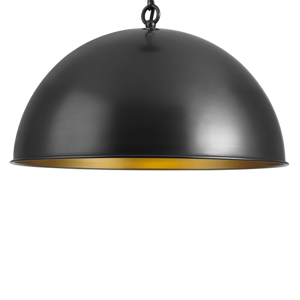 Industrial Farmhouse Black Iron Oversized Dome Pendant Light