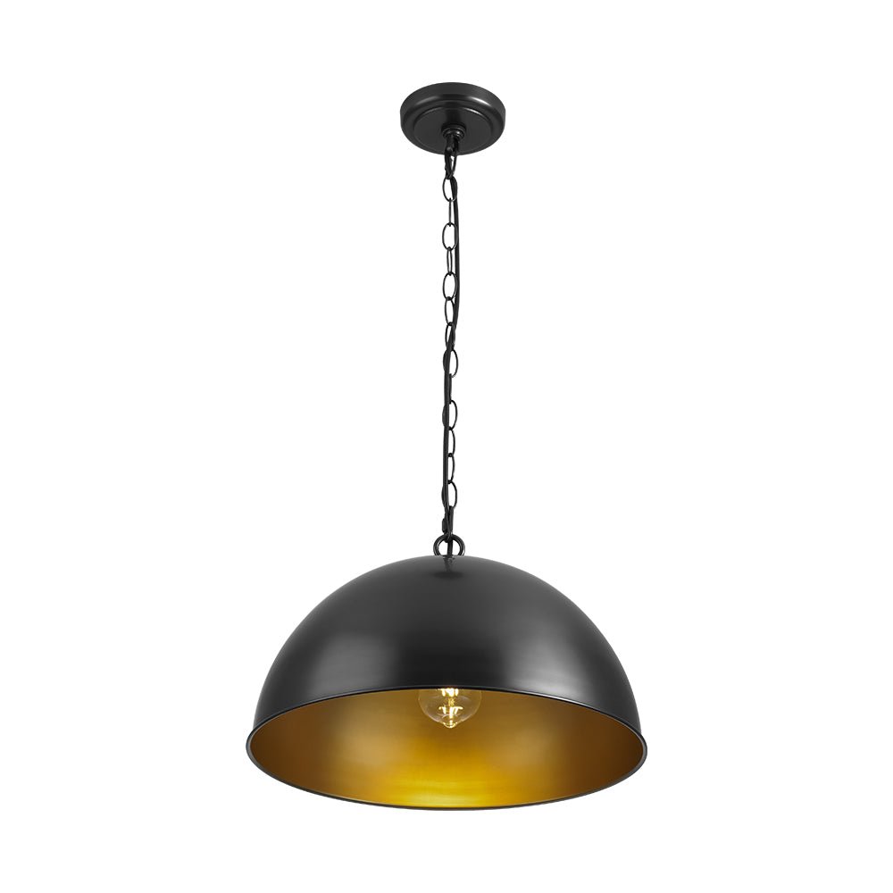Industrial Farmhouse Black Iron Oversized Dome Pendant Light