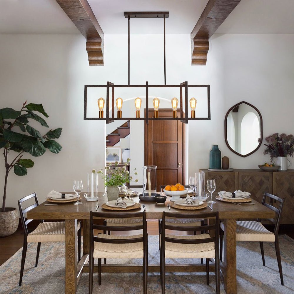 Industrial Farmhouse Rectangular Kitchen Island Pendant