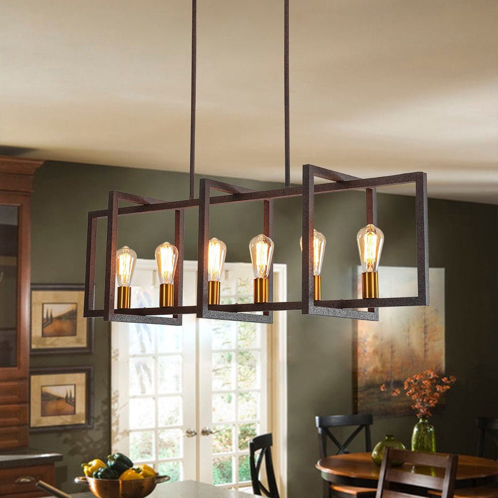 Industrial Farmhouse Rectangular Kitchen Island Pendant