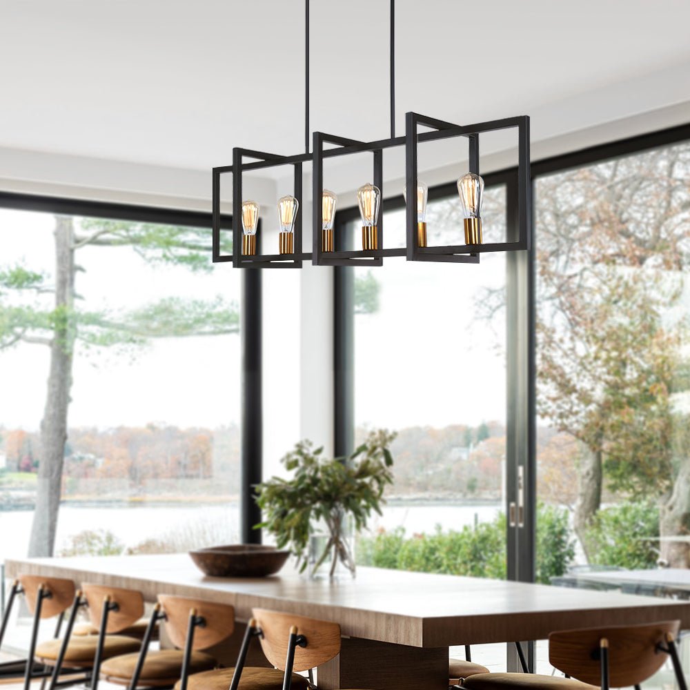 Industrial Farmhouse Rectangular Kitchen Island Pendant