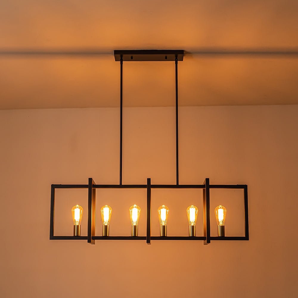 Industrial Farmhouse Rectangular Kitchen Island Pendant