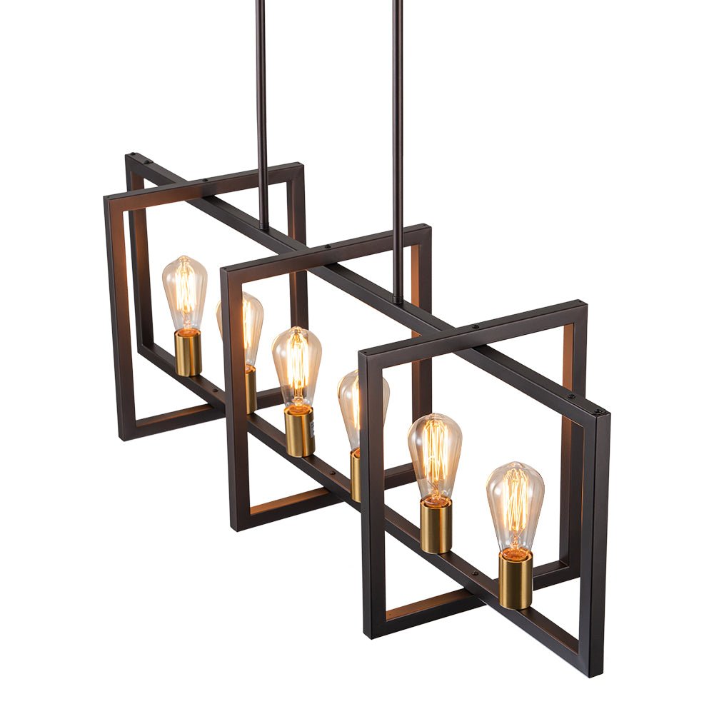 Industrial Farmhouse Rectangular Kitchen Island Pendant