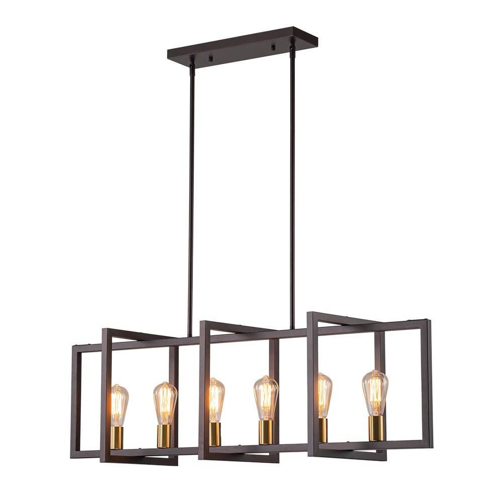 Industrial Farmhouse Rectangular Kitchen Island Pendant