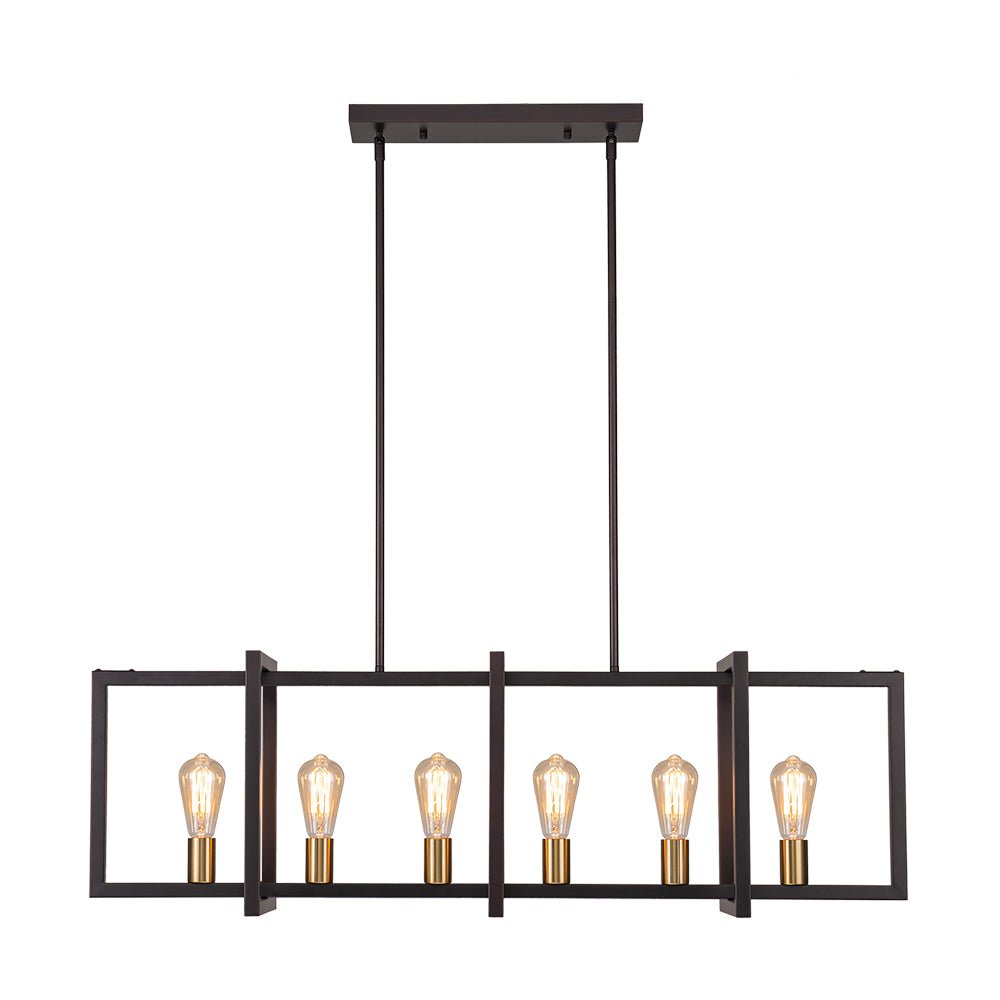 Industrial Farmhouse Rectangular Kitchen Island Pendant