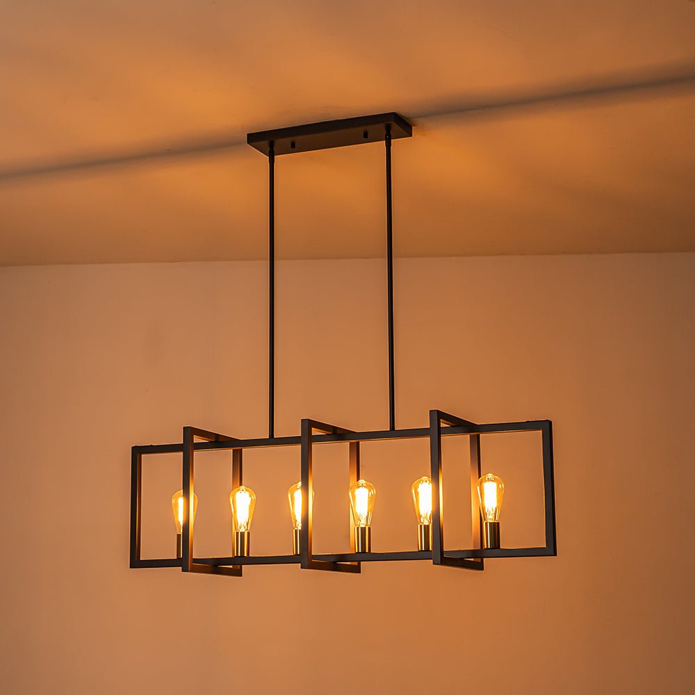 Industrial Farmhouse Rectangular Kitchen Island Pendant