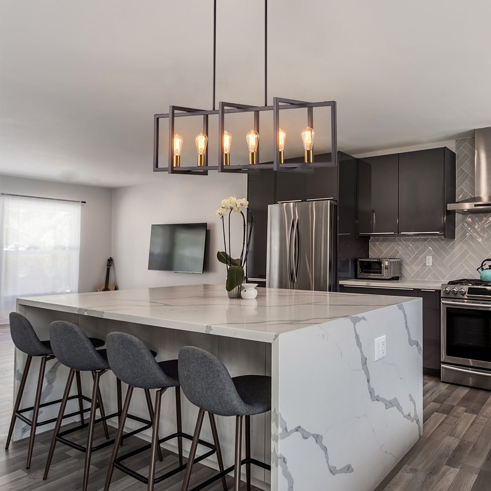 Industrial Farmhouse Rectangular Kitchen Island Pendant