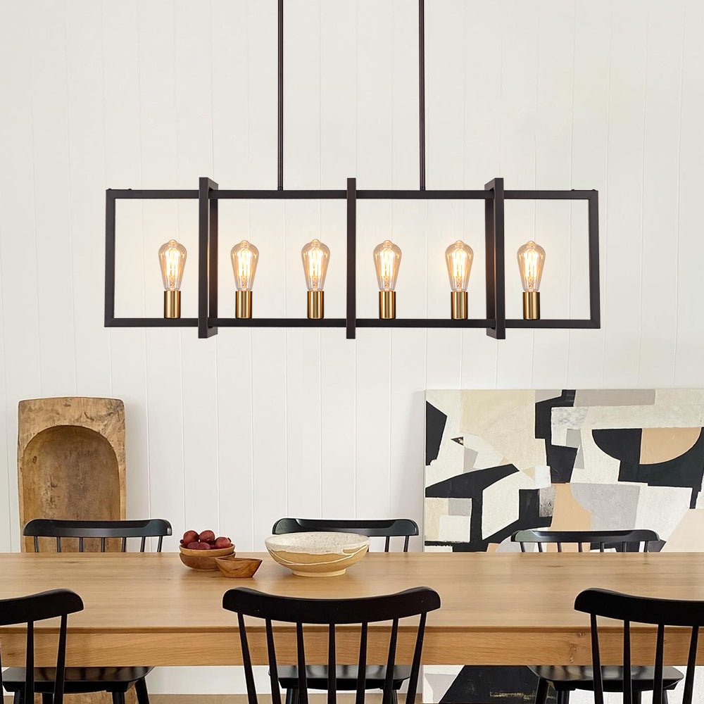 Industrial Farmhouse Rectangular Kitchen Island Pendant