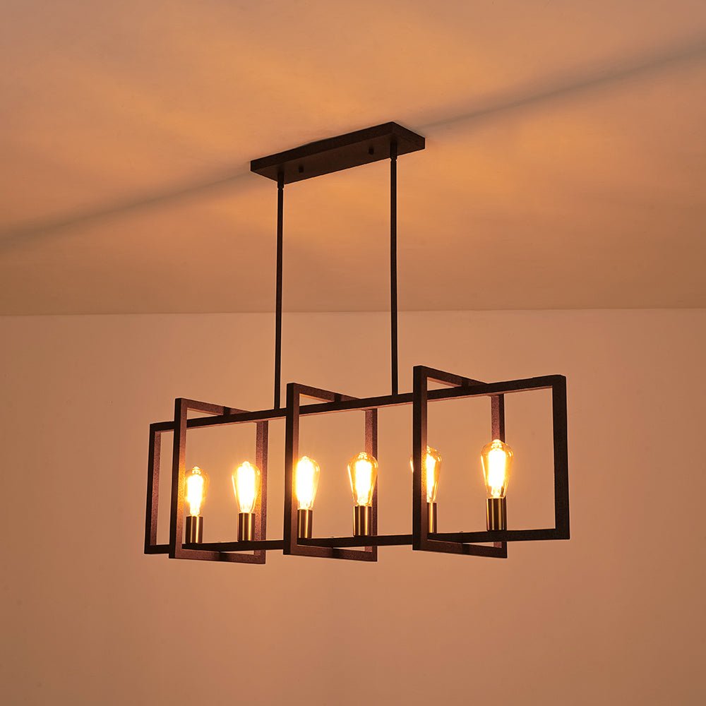 Industrial Farmhouse Rectangular Kitchen Island Pendant