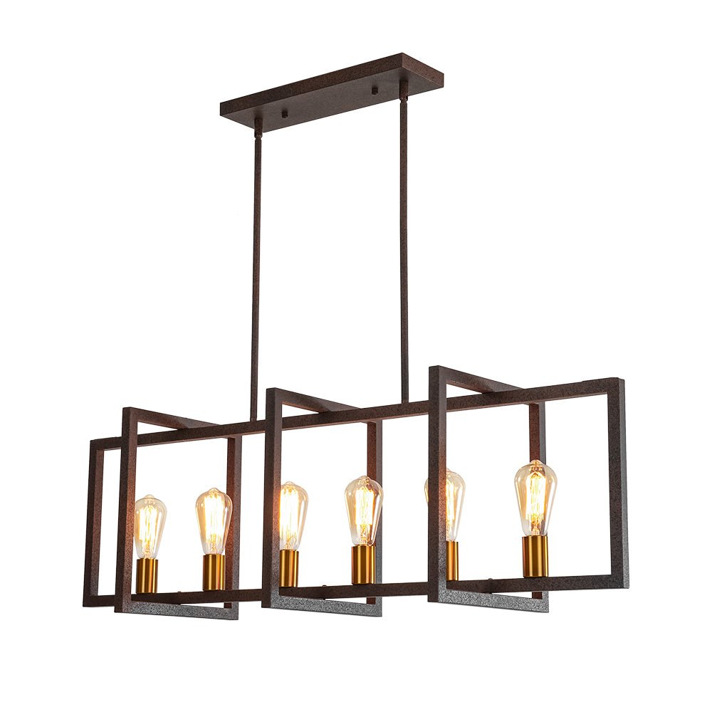 Industrial Farmhouse Rectangular Kitchen Island Pendant