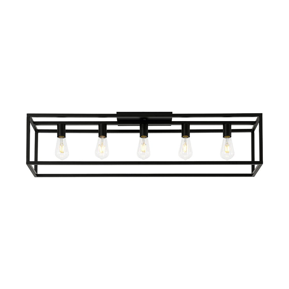 Industrial Minimalist Rectangle Cage Semi Flush Mount