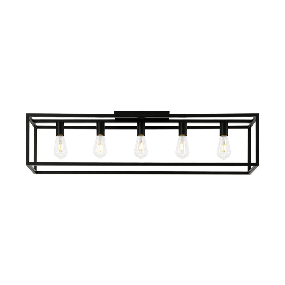 Industrial Minimalist Rectangle Cage Semi Flush Mount