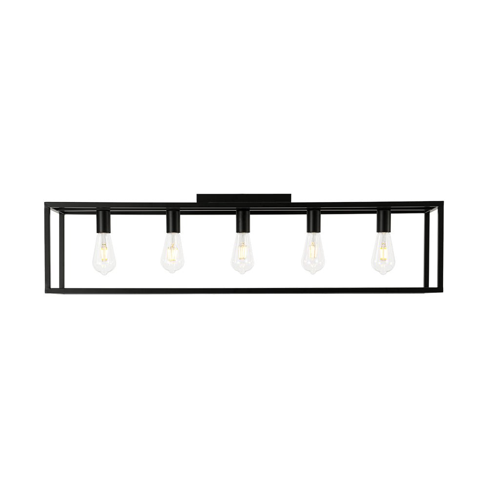 Industrial Minimalist Rectangle Cage Semi Flush Mount