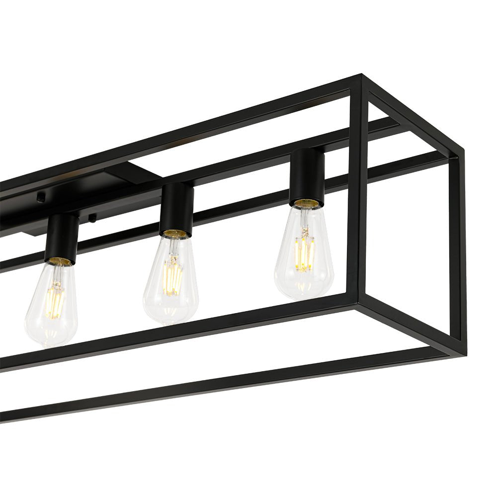 Industrial Minimalist Rectangle Cage Semi Flush Mount