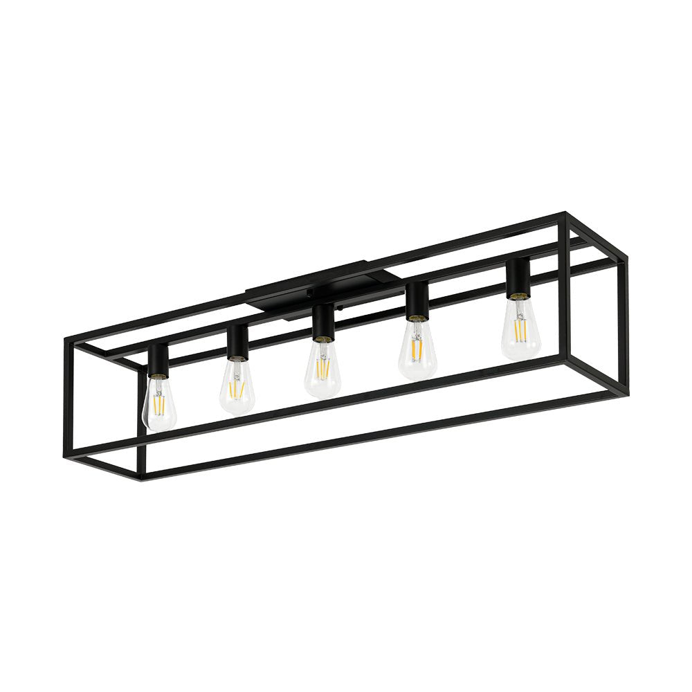 Industrial Minimalist Rectangle Cage Semi Flush Mount