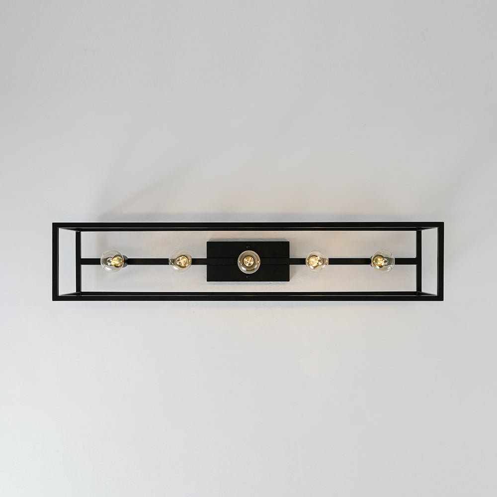 Industrial Minimalist Rectangle Cage Semi Flush Mount