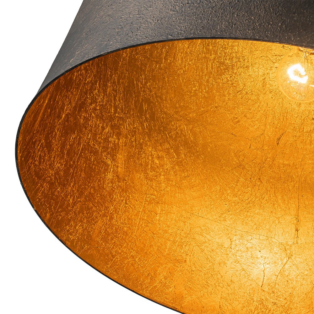 Industrial Oversized Iron Bell Dome Pendant Light Black Gold Powder
