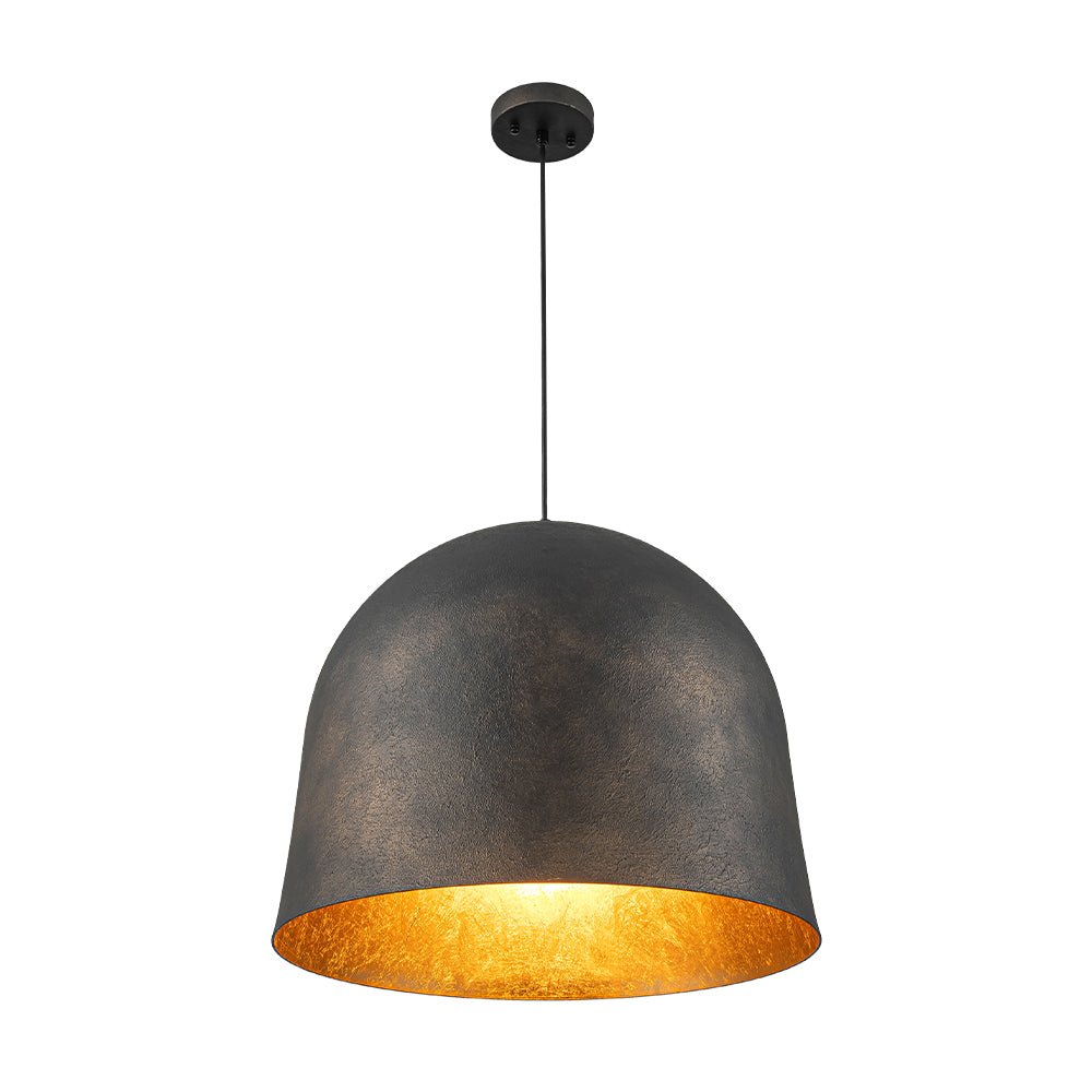 Industrial Oversized Iron Bell Dome Pendant Light Black Gold Powder