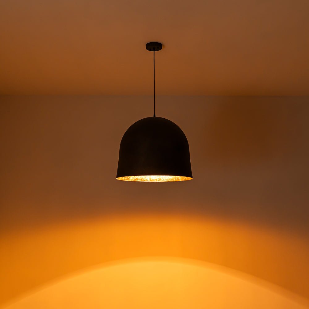 Industrial Oversized Iron Bell Dome Pendant Light Black Gold Powder