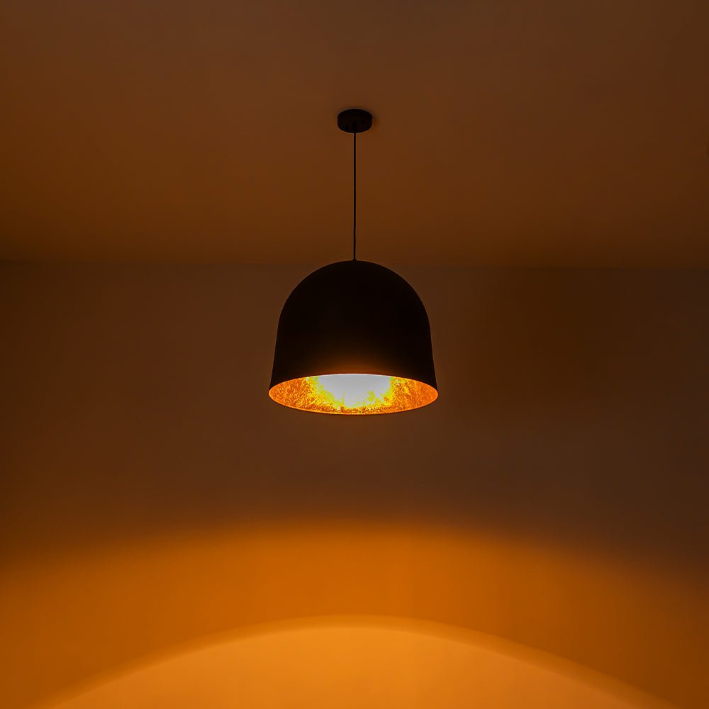 Industrial Oversized Iron Bell Dome Pendant Light Black Gold Powder