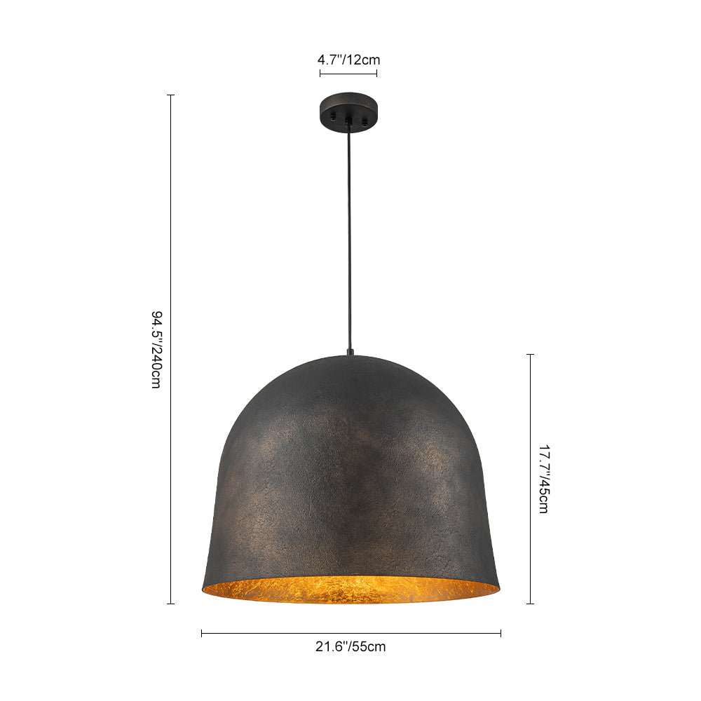 Industrial Oversized Iron Bell Dome Pendant Light Black Gold Powder