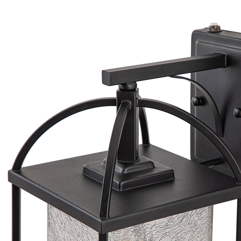 IP23 1-Light Black Textured Glass Outdoor Wall Lantern