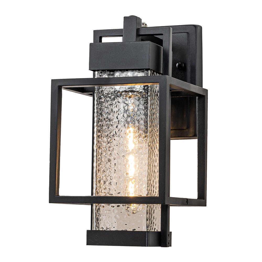 IP23 Black Waterproof 1-Light Square Cage Outdoor Wall Sconce