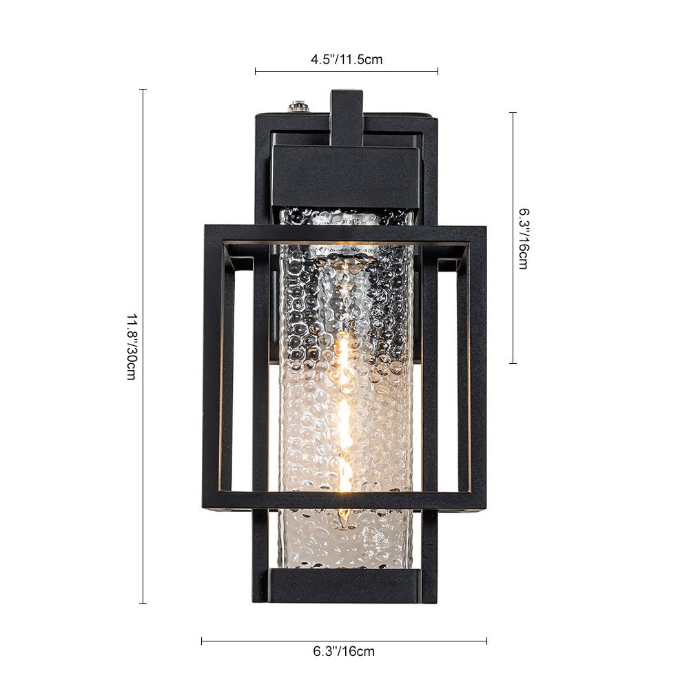 IP23 Black Waterproof 1-Light Square Cage Outdoor Wall Sconce