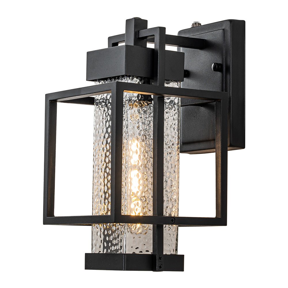 IP23 Black Waterproof 1-Light Square Cage Outdoor Wall Sconce