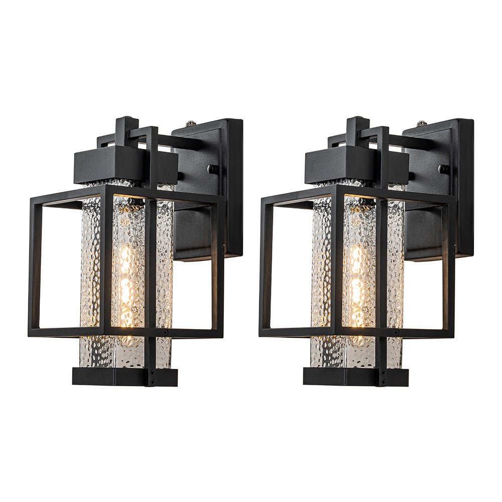 IP23 Black Waterproof 1-Light Square Cage Outdoor Wall Sconce