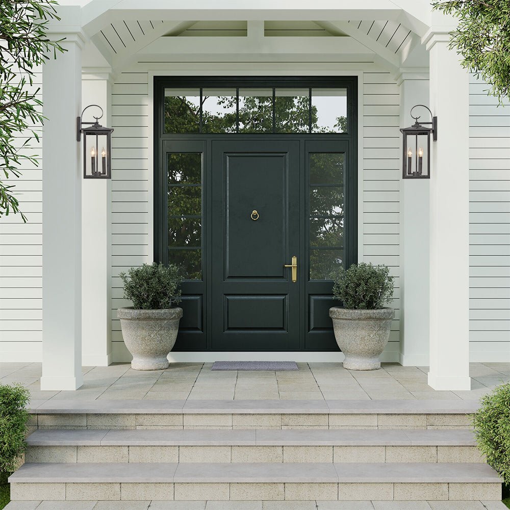 IP23 Matte Black Farmhouse 3-Light Lantern Outdoor Wall Light