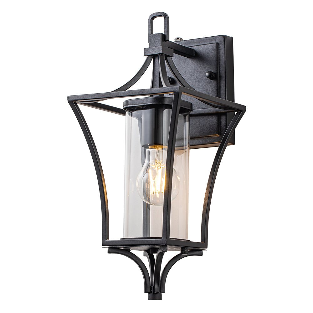 IP44 Black Waterproof 1-Light Lantern Outdoor Wall Sconce