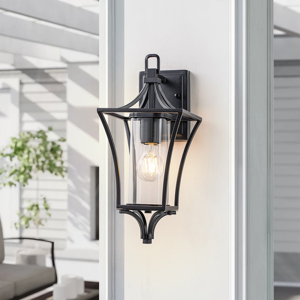 IP44 Black Waterproof 1-Light Lantern Outdoor Wall Sconce