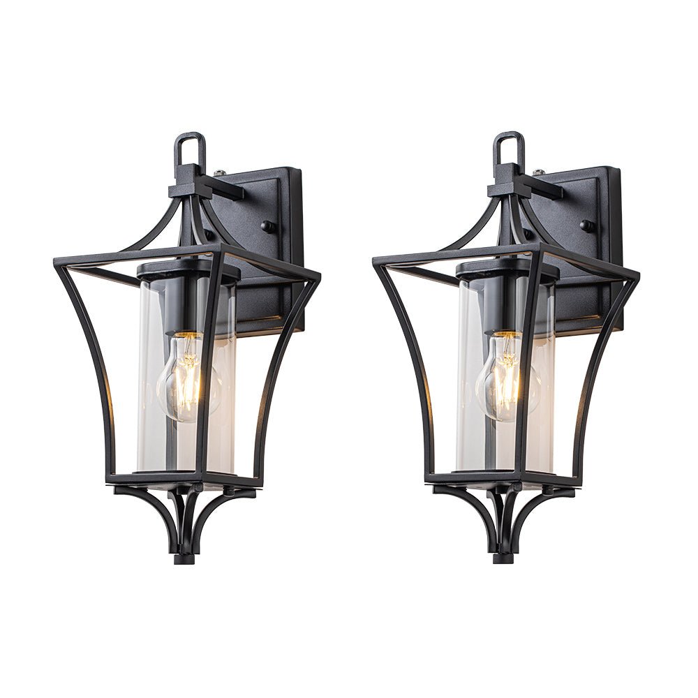 IP44 Black Waterproof 1-Light Lantern Outdoor Wall Sconce