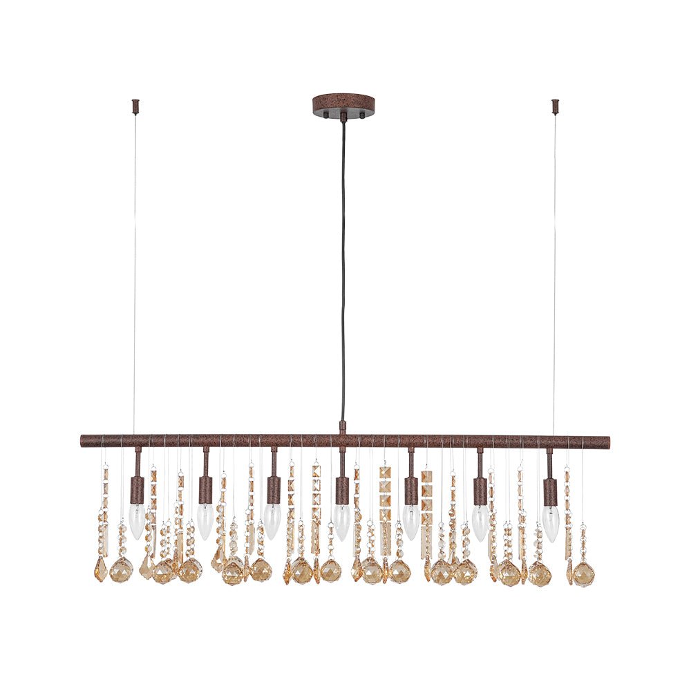 Italy Vintage Luxe Draped Amber Crystal Linear Chandelier