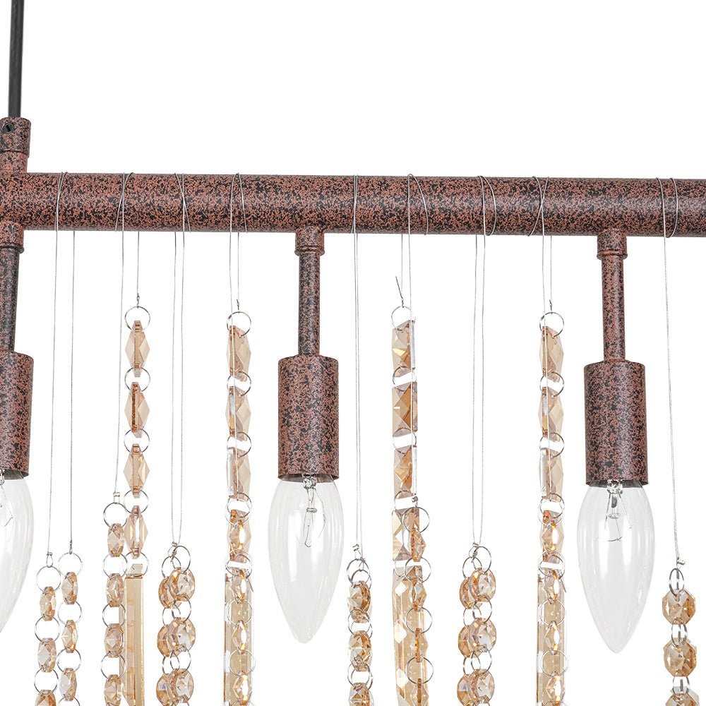 Italy Vintage Luxe Draped Amber Crystal Linear Chandelier