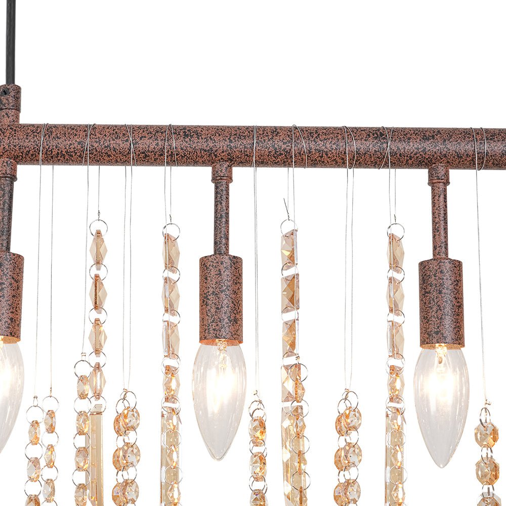 Italy Vintage Luxe Draped Amber Crystal Linear Chandelier